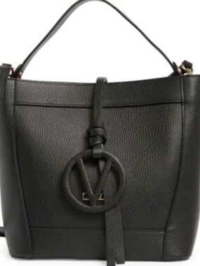 Valentino by Mario Valentino Callie Medallion VLogo Leather Bucket Bag